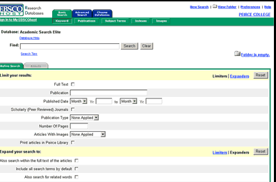 screen shot of ebsco host