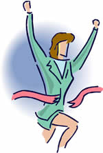 Woman crossing the finish line