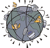 Globe with interconnected computers
