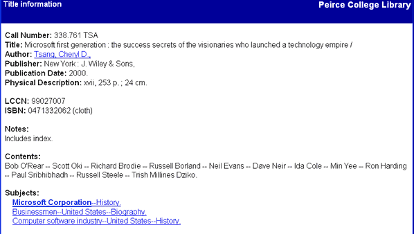 Detailed catalog record